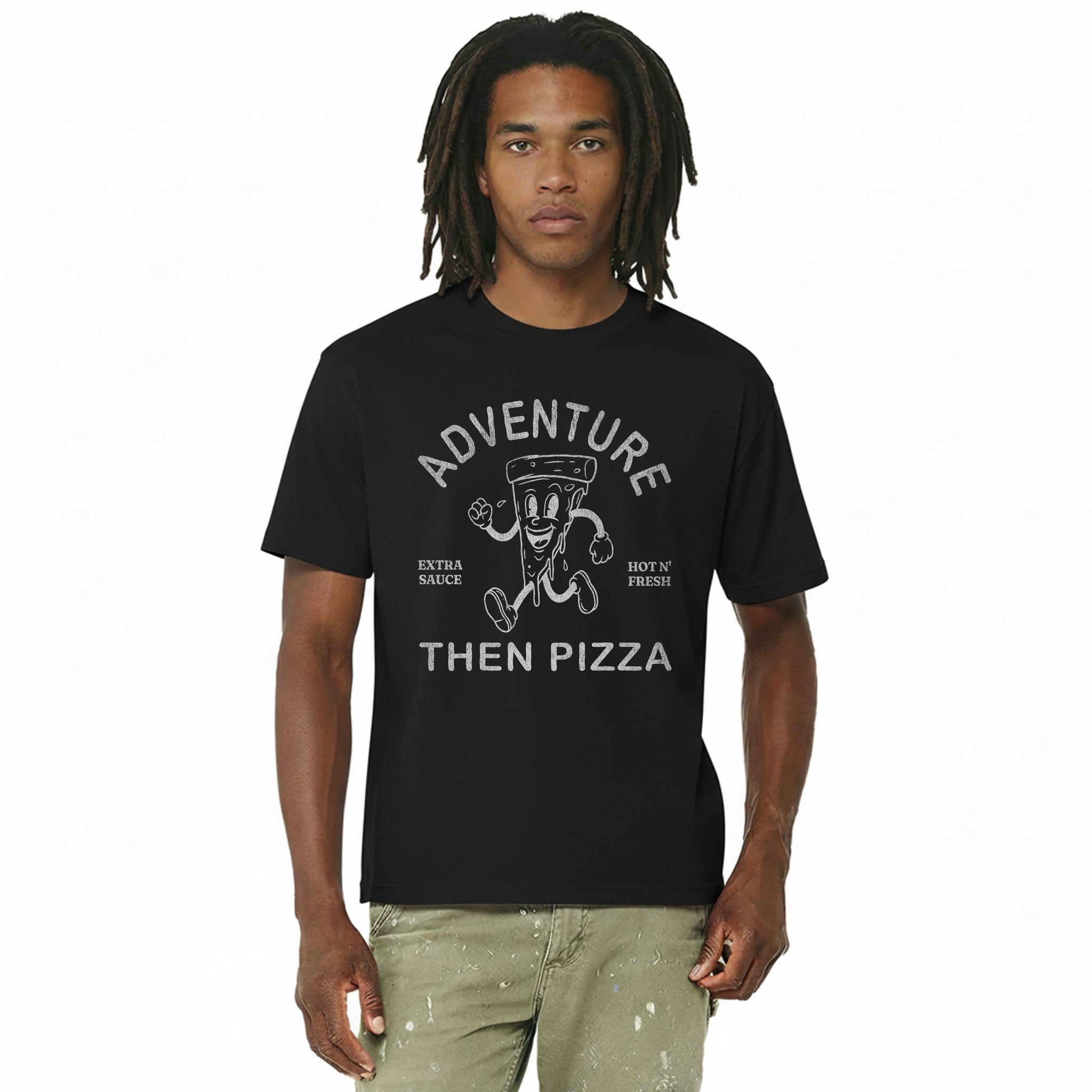 Adventure Than Pizza Oversized Heavyweight Tee - Travel Streetwear Shirt