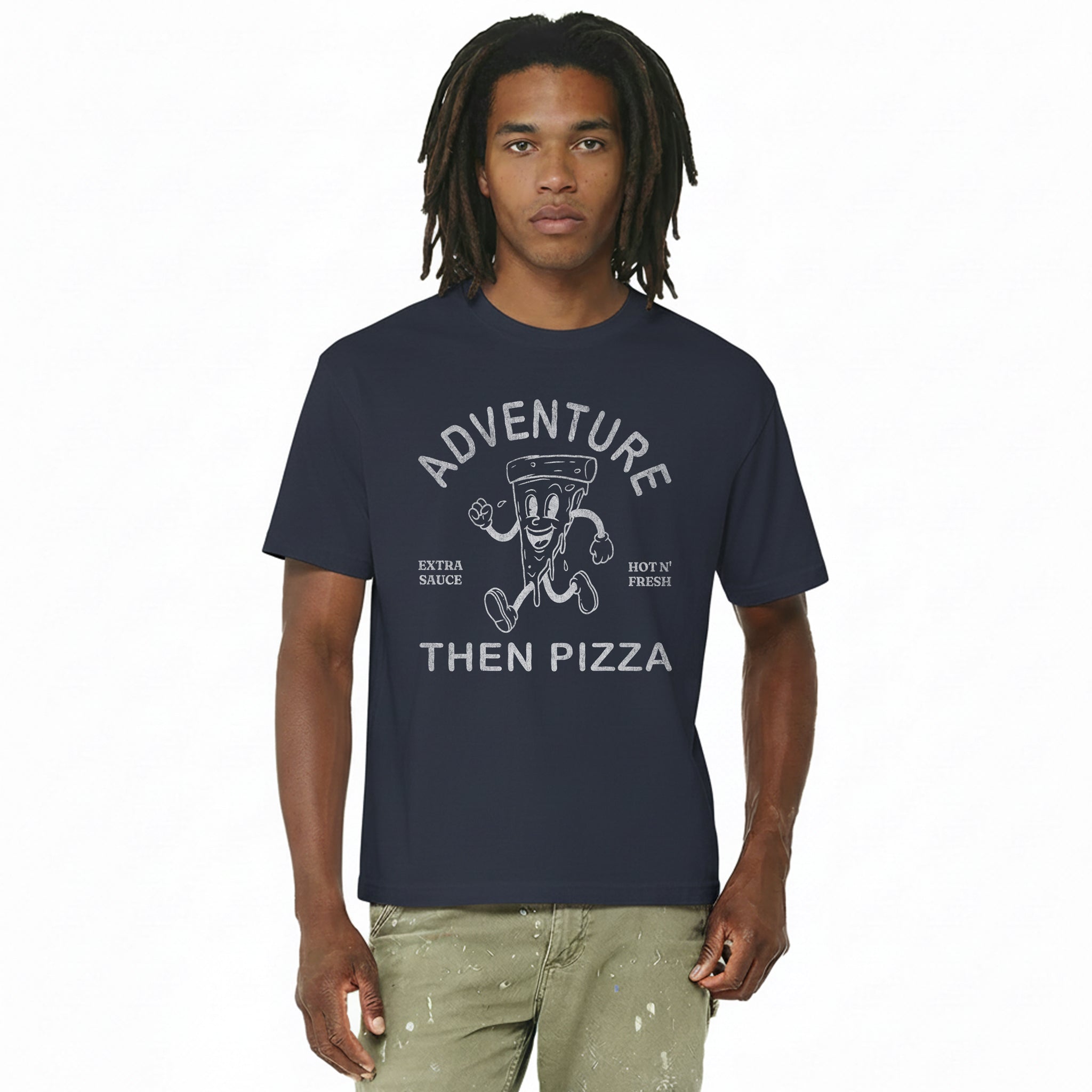 Adventure Than Pizza Oversized Heavyweight Tee - Travel Streetwear Shirt