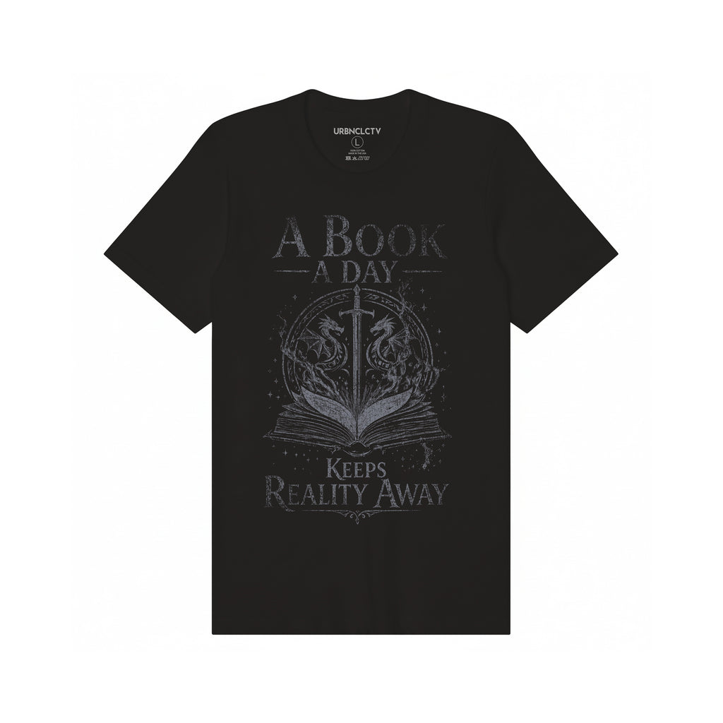 Men's Book Lover T-shirt - A Book a Day Keeps Reality Away Graphic Tee, Funny Reading Shirt Gift