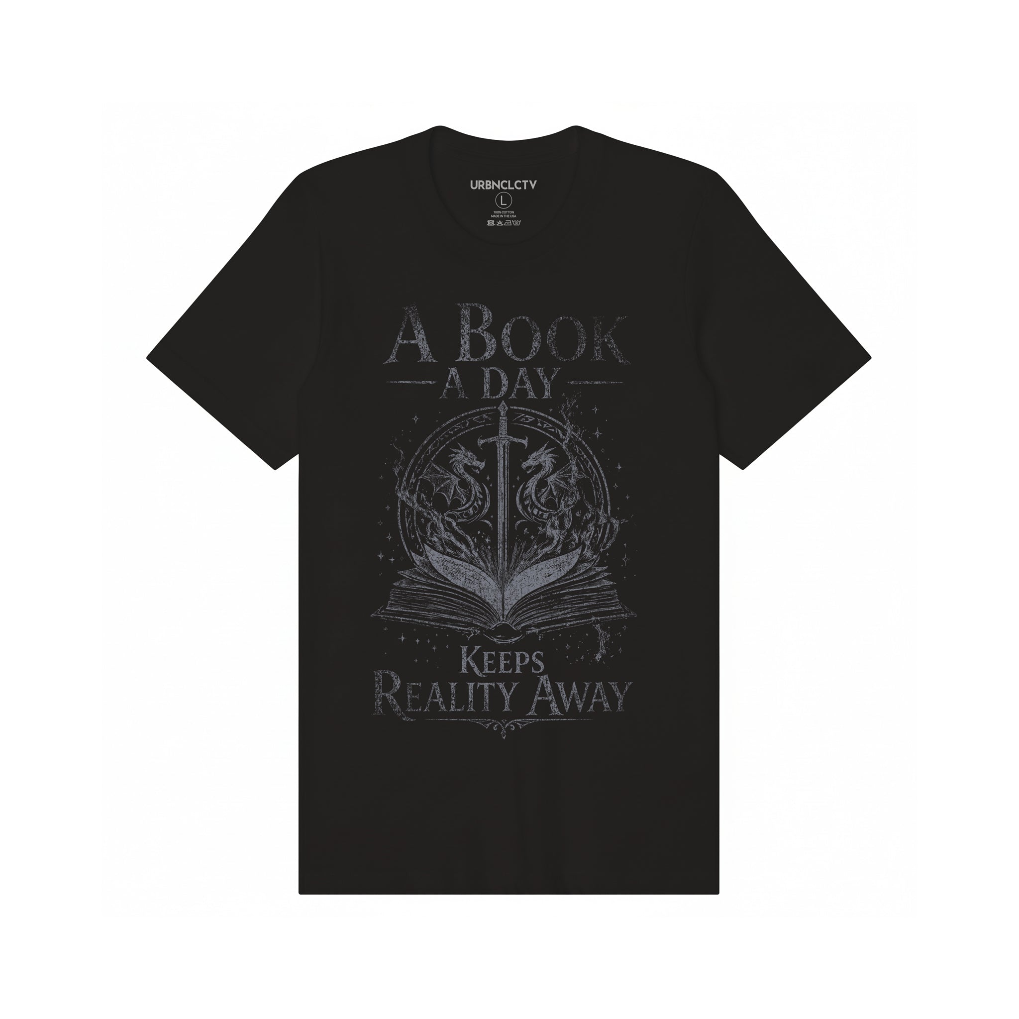 Men's Book Lover T-shirt - A Book a Day Keeps Reality Away Graphic Tee, Funny Reading Shirt Gift