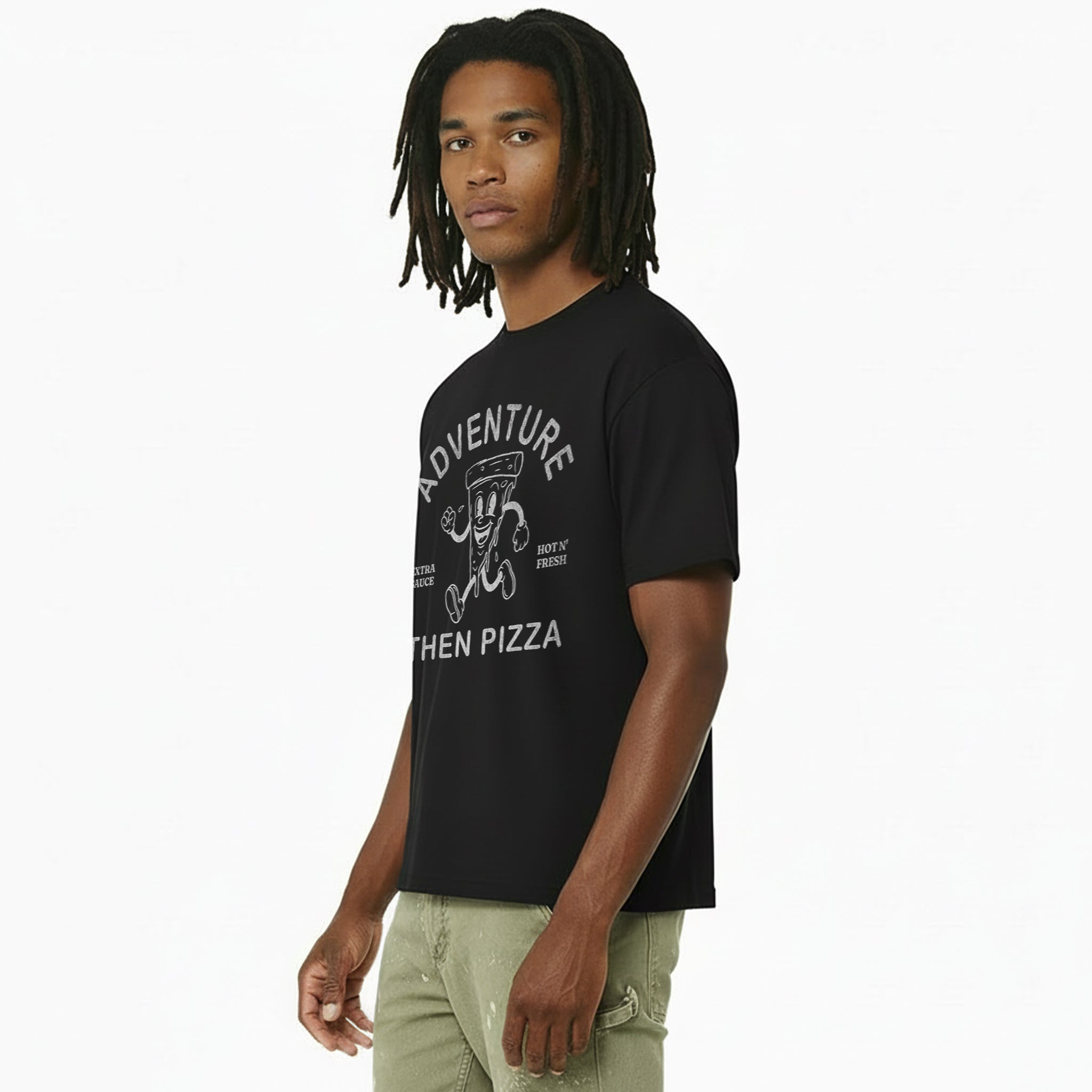 Adventure Than Pizza Oversized Heavyweight Tee - Travel Streetwear Shirt