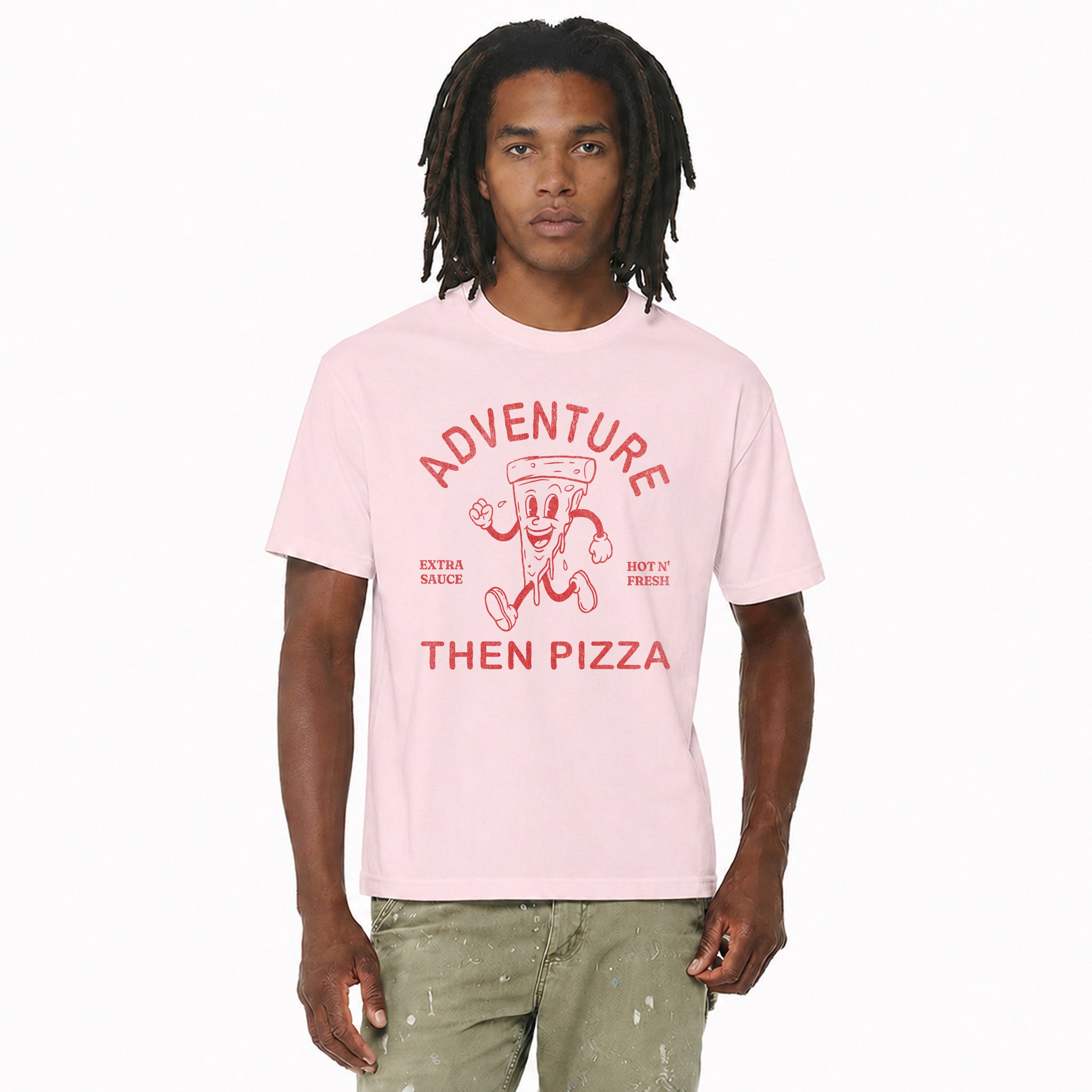 Adventure Than Pizza Oversized Heavyweight Tee - Travel Streetwear Shirt