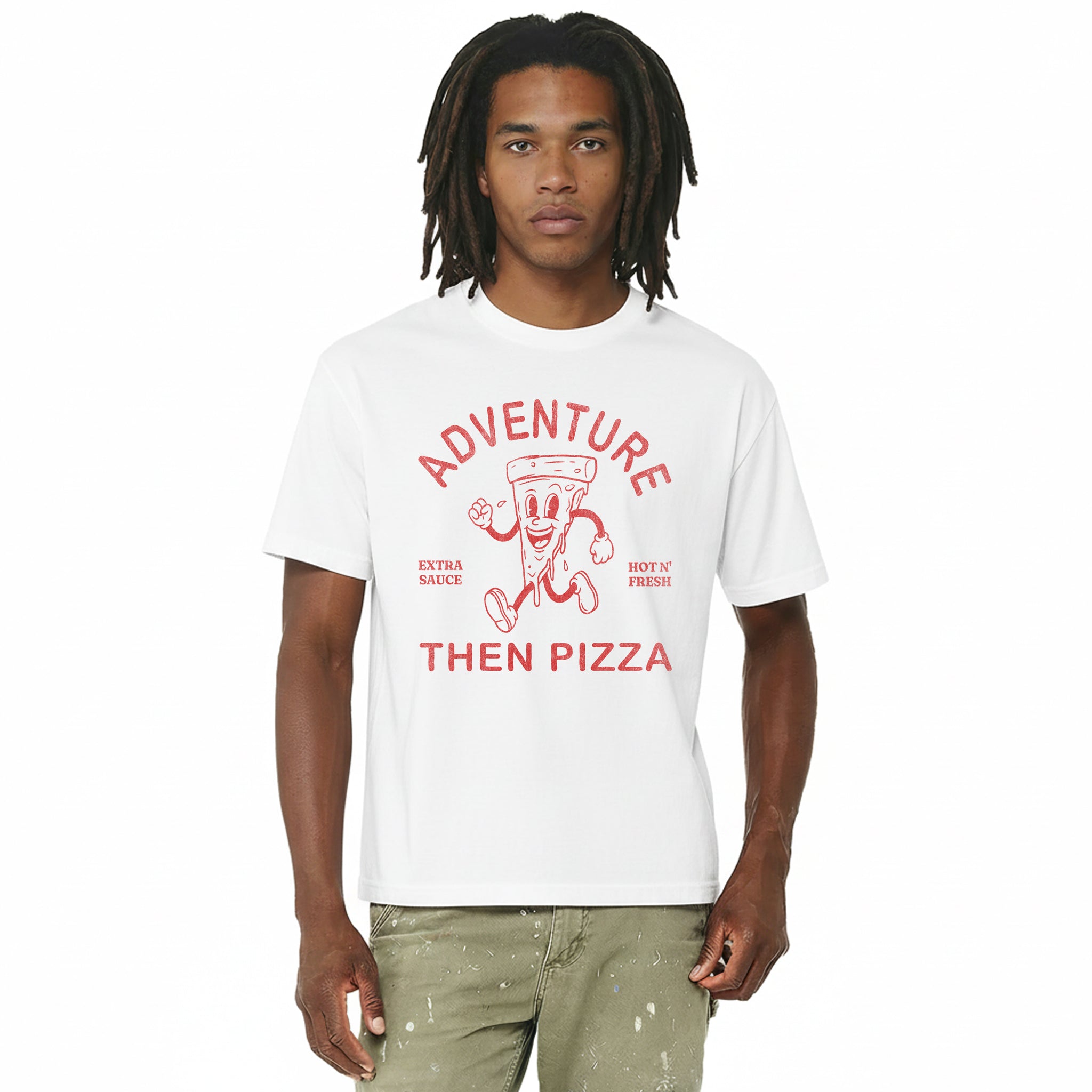 Adventure Than Pizza Oversized Heavyweight Tee - Travel Streetwear Shirt